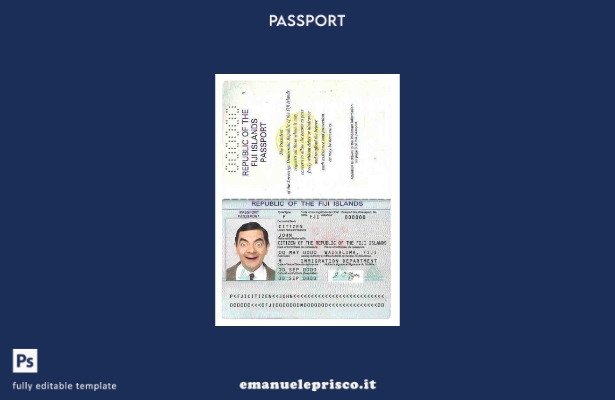 modello di passaporto delle Fiji in stile verificato